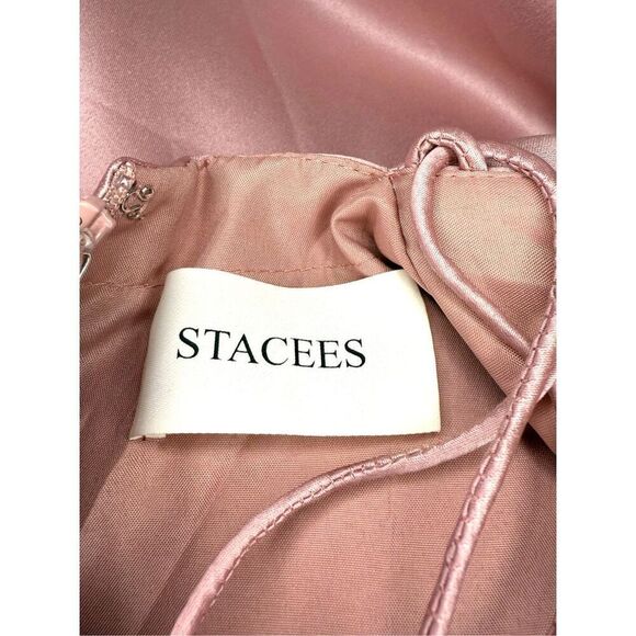 Stacees Women’s 0 A-Line Satin Homecoming Dress with Pockets Wisteria Pink NEW - Picture 10 of 10